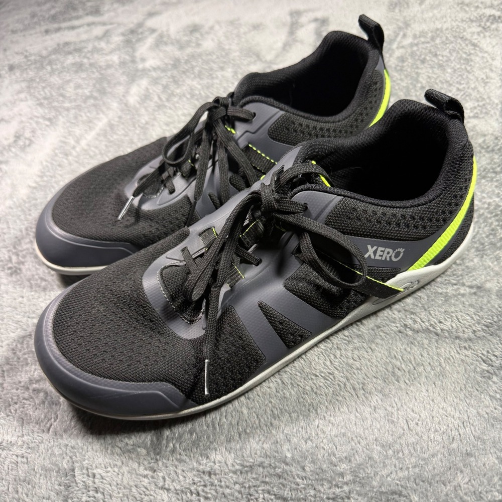 Xero Shoes Prio Neo Mens 11 Black Neon Yellow Barefoot Minimalist Running Shoes